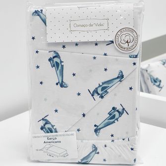 Jogo de Lençol para Berço Americano Jet com 2 Peças