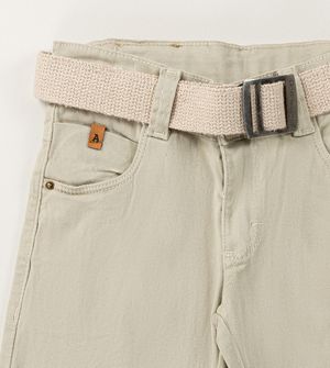 Calça Sarja com Cinto Bege