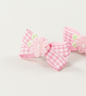 Bico de Pato Laço Xadrez Rosa com 2 unidades