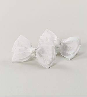 Bico de Pato Laço Mini Pérolas Branco com 2 unidades