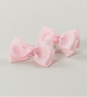 Bico de Pato Laço Mini Pérolas Rosa com 2 unidades