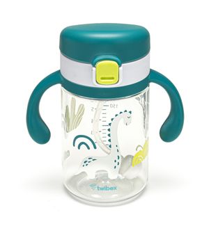 Copo de Treinamento Tritan com Canudo Dino Azul 240ml Twibex