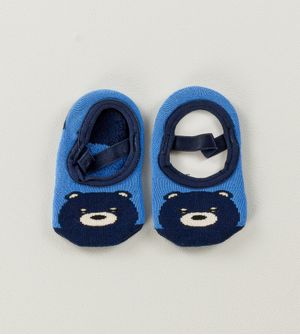 Meia Sapatilha Baby Antiderrapante Urso Marinho