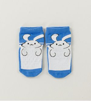 Meia Baby Antiderrapante Coelho Azul