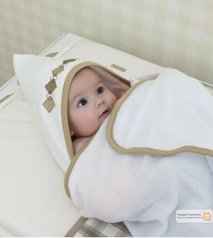 Toalha de Banho com Fralda e Capuz Naturale 90 x 70 cm