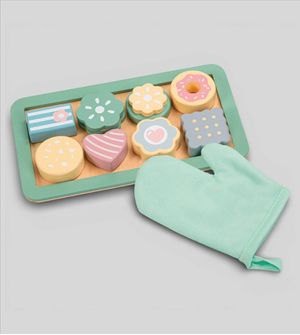 Kit Bandeja de Bolos em Madeira com Luva