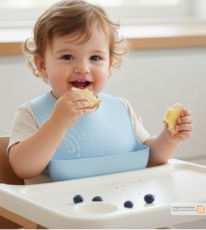 Babador de silicone com Cata-migalhas Azul Twibex