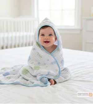 Toalha de Banho Soft com Capuz Bordado 90 x 80cm