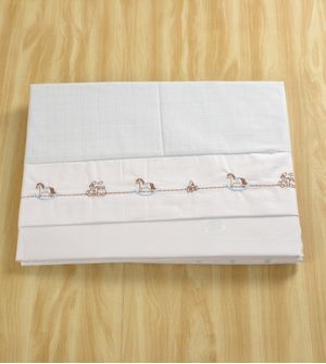 Jogo de Lençol para Berço Americano Bordado com 3 Peças - 4933