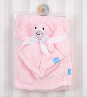 Kit Naninha Urso e Cobertor Conforto Clingo Rosa