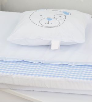 Colchonete Para Mini Berço com Travesseiro Xadrez