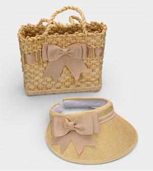 Bolsa de Palha com Viseira Laço Areia