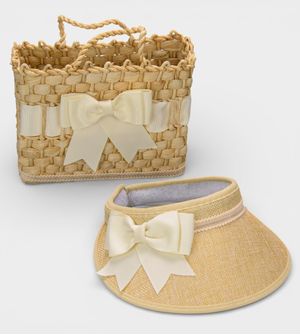 Bolsa de Palha com Viseira Laço Off White