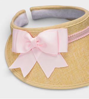 Bolsa de Palha com Viseira Laço Rosa