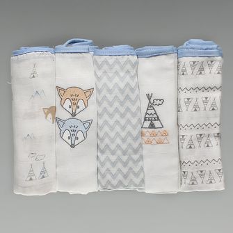 Kit Fralda Bordada e Estampada 5 Unidades - 1229