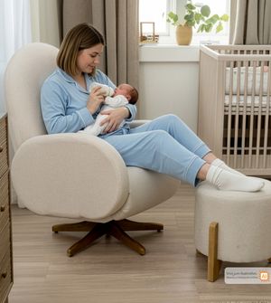 Poltrona Amamentação Bia Balanço e Giro com Puff