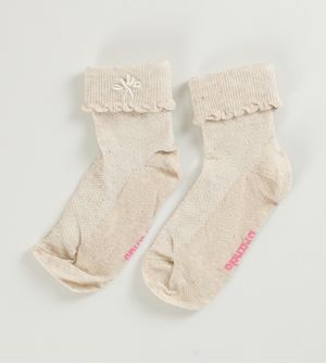 Meia com Bordado Bege - Tam. 18 a 25