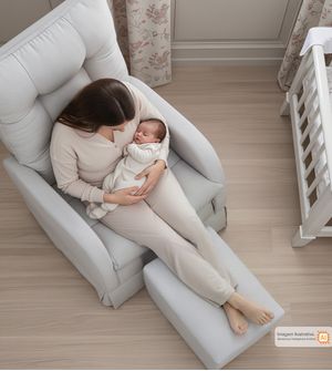 Poltrona Amamentação Valentina Linho com Puff Gariani