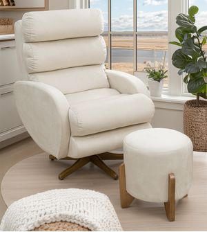 Poltrona Amamentação Maite Veludo com Puff Gariani