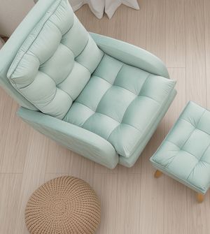 Poltrona Amamentação Cláudia Veludo com Puff Gariani