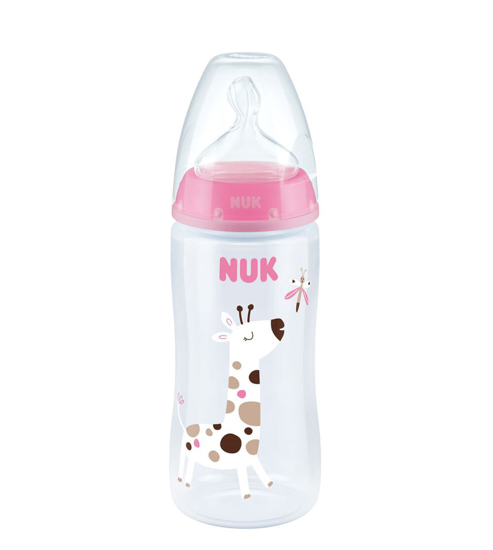 Mamadeira First Choice 300ml + 6 meses Nuk - Rosa - Alô Bebê