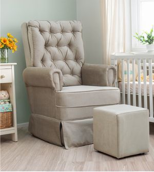 Poltrona Amamentação Barbara Balanço com Puff