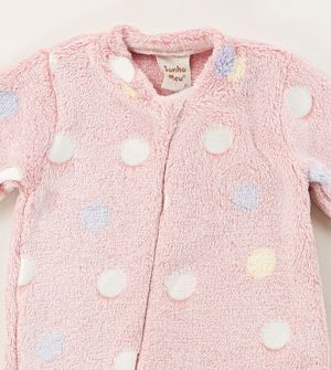 Macacão Pelúcia Bolinhas Coloridas