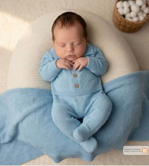 Saída Maternidade Tricot Ursinho Azul