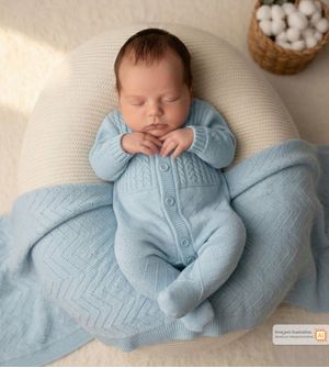 Saída Maternidade Tricot Delicadeza Azul