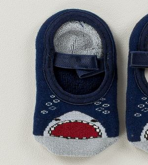 Meia Sapatilha Baby Antiderrapante Tubarão Marinho