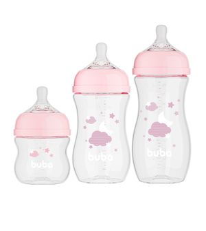 Mamadeira Easy Flow com 3 unidades Nuvem Rosa