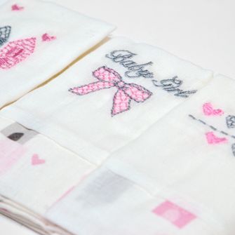 Paninho de Boca Bordado com 3 Peças - 3505