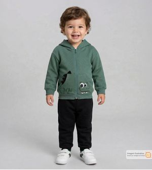 Conjunto Moletom com Capuz Dino Verde