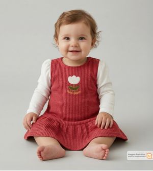 Vestido Manga Longa Sweet Flower Vermelho