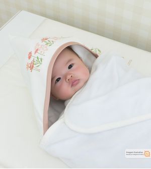 Toalha de Banho com Fralda e Capuz Jardim 90 x 70 cm