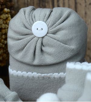 Kit Touca Luva e Sapato Pompom 1016 - Tam. RN