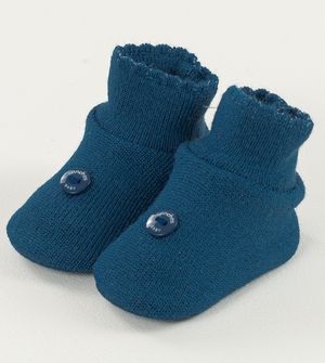 Kit Touca Luva e Sapato Botão Azul Jeans - Tam. RN