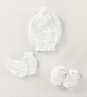 Kit Touca Luva e Sapato Pompom Fofinho - Tam. RN