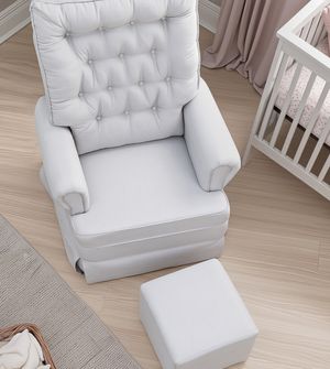 Poltrona Amamentação Alice com Puff e Balanço Linho Gariani
