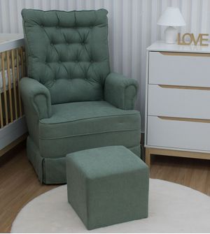 Poltrona Amamentação Alice com Puff e Balanço Verde Gariani