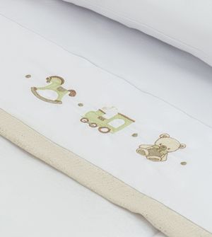 Jogo de Lençol para Berço Bordado Linho Toys com 3 peças