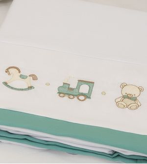 Jogo de Lençol para Berço Bordado Linho Toys com 3 peças