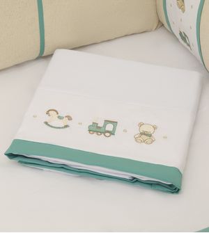 Jogo de Lençol para Berço Bordado Linho Toys com 3 peças