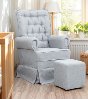 Poltrona Amamentação Barbara Balanço com Puff