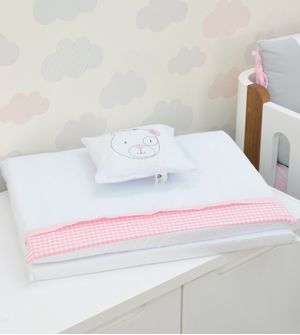 Colchonete Para Mini Berço com Travesseiro Xadrez