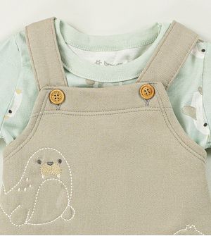 Jardineira/Blusa Pinguim Tão Fofo