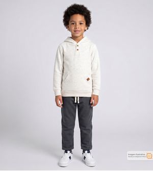 Conjunto Moletom com Capuz Básico Off White