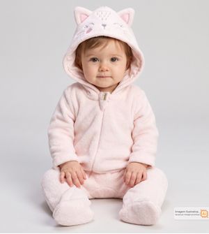 Macacão Plush com Capuz Gatinha