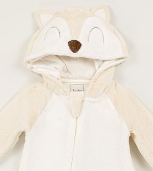 Macacão Plush com Capuz Raposa Sapeca