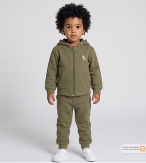 Conjunto Moletom com Capuz Pequeno Dino Verde